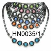 Colored Opal Beads Hematite Donut Pendant Beads Stone Chain Choker Fashion Women Necklace